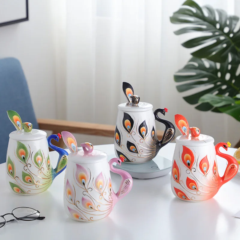 

Персонализированная эмалированная фарфоровая кофейная чашка Феникс, европейская фарфоровая чайная чашка, элегантный подарок, керамически...