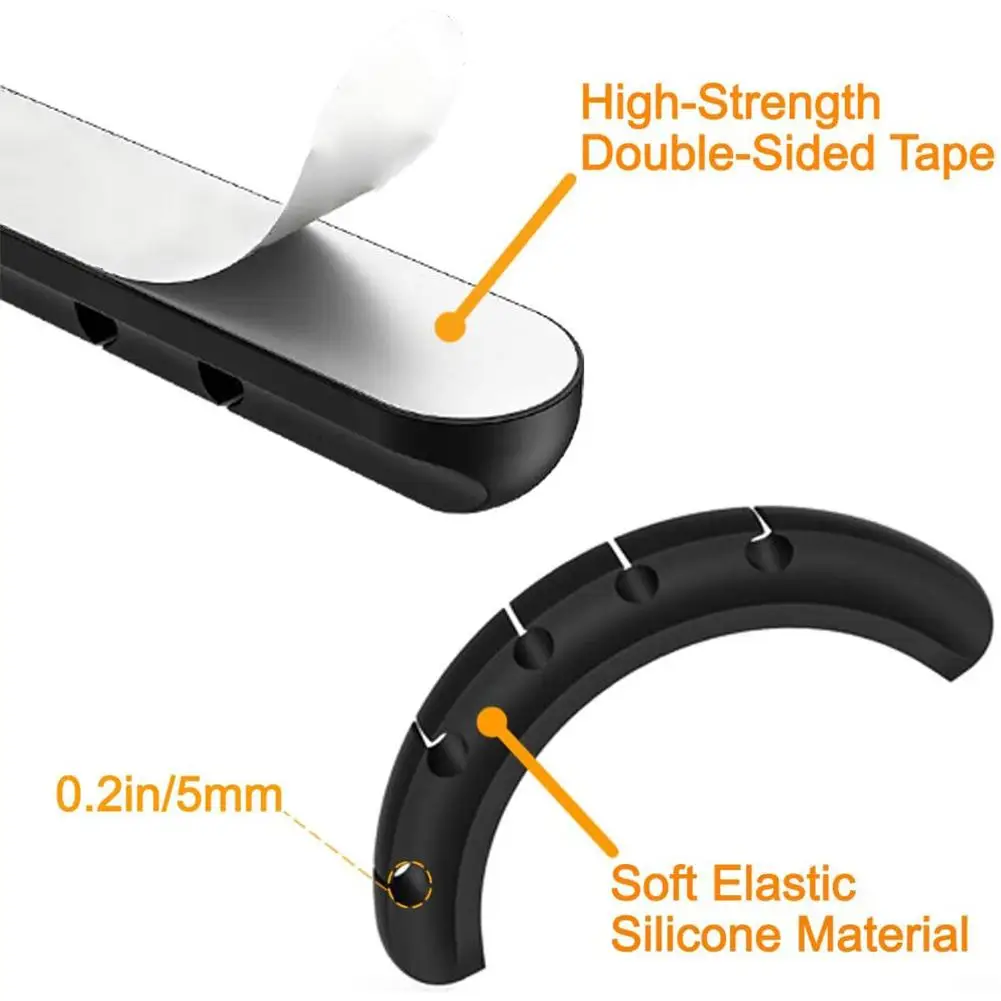 Держатель для кабеля силиконовый органайзер гибкий держатель с зажимами
