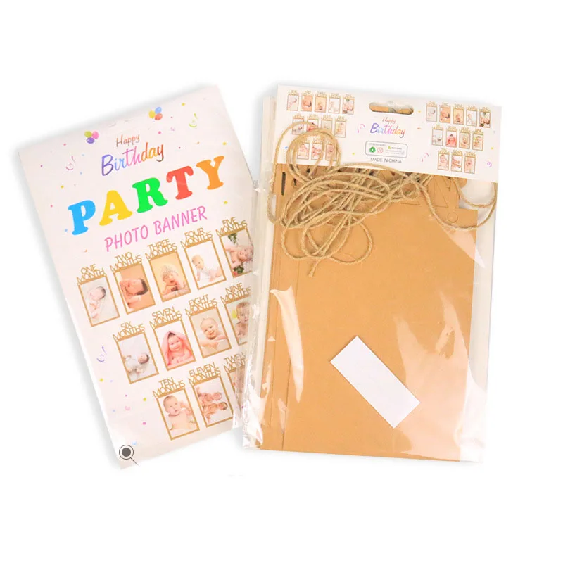 12 месяцев баннеры для фотосъемки Детские дня рождения детские бумажные гирлянды