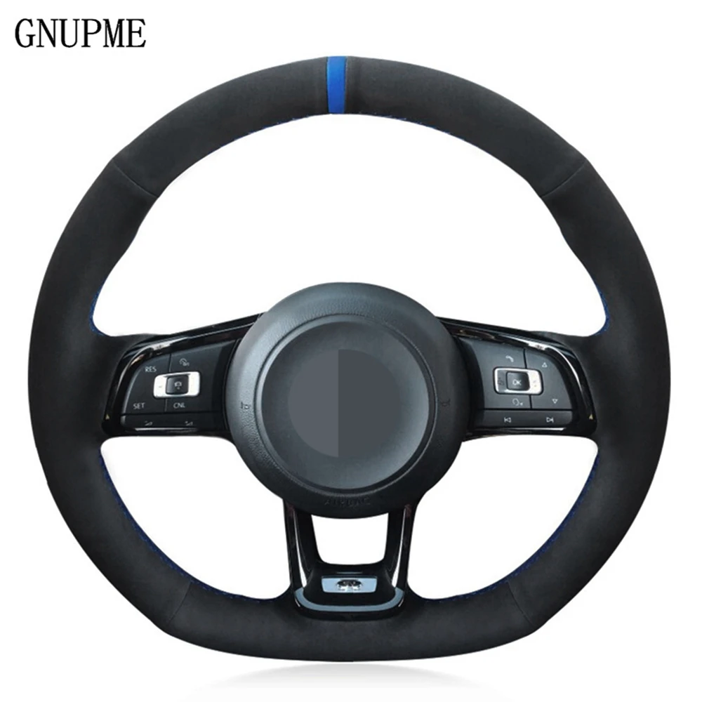 

DIY Black Suede Steering Wheel Cover For Volkswagen VW Jetta GLI VW Golf 7 GTI MK7 Golf GTI 2015-2020 VW Golf R 2015-2019