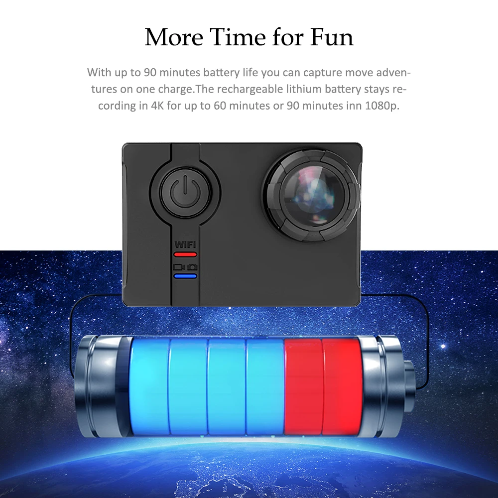 Wimius 4K Wi Fi экшн видеокамера HD водонепроницаемая 12MP Экшн Спортивная SO91 камера action