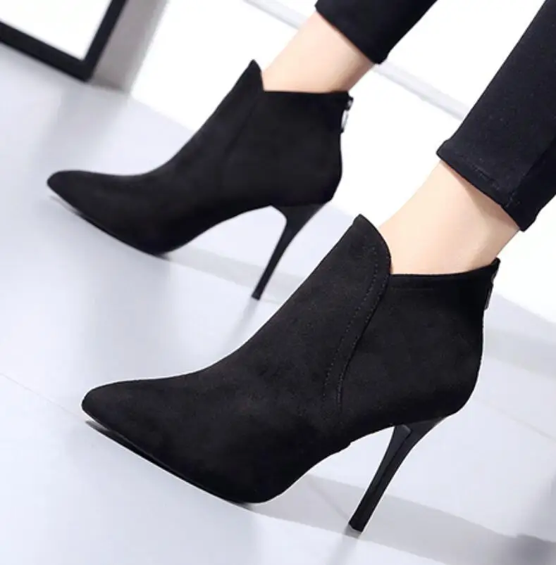 

Модные ботинки из лакированной кожи с острым носком на высоком каблуке, женские ботильоны на молнии, женская обувь, женские ботинки на тонко...