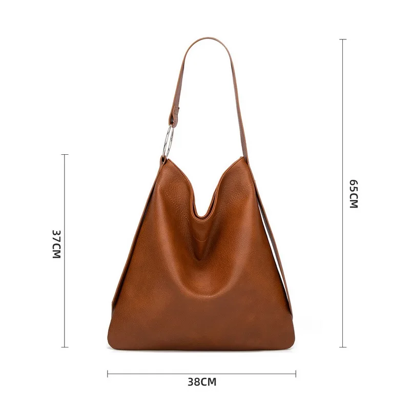 

Funmardi Casual Large Capacity Tote Bag Soft PU Leather Shoulder Bags For Women 2021 New Simple Solid Color Ladies Bag WLHB2180