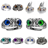 retro owl rings men women popular simple design animal fairy tales ring silver color wedding banquet ring jewelry gift resizable