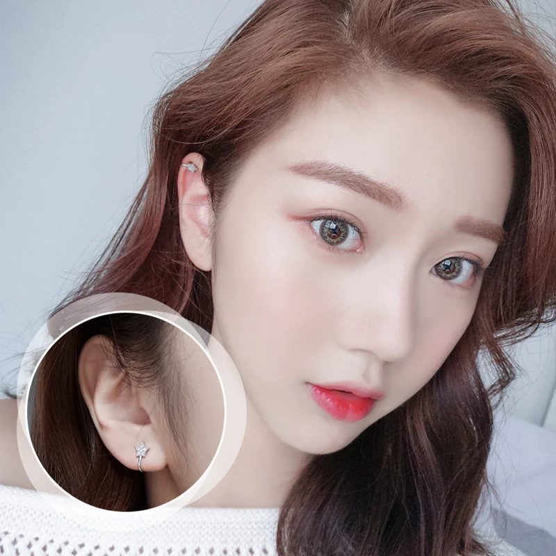 

No Ear Hole Women Earring Zircon Curved Ear Clip Fashion Jewelry Geometric Earrings Stud Earrings Charming Retro