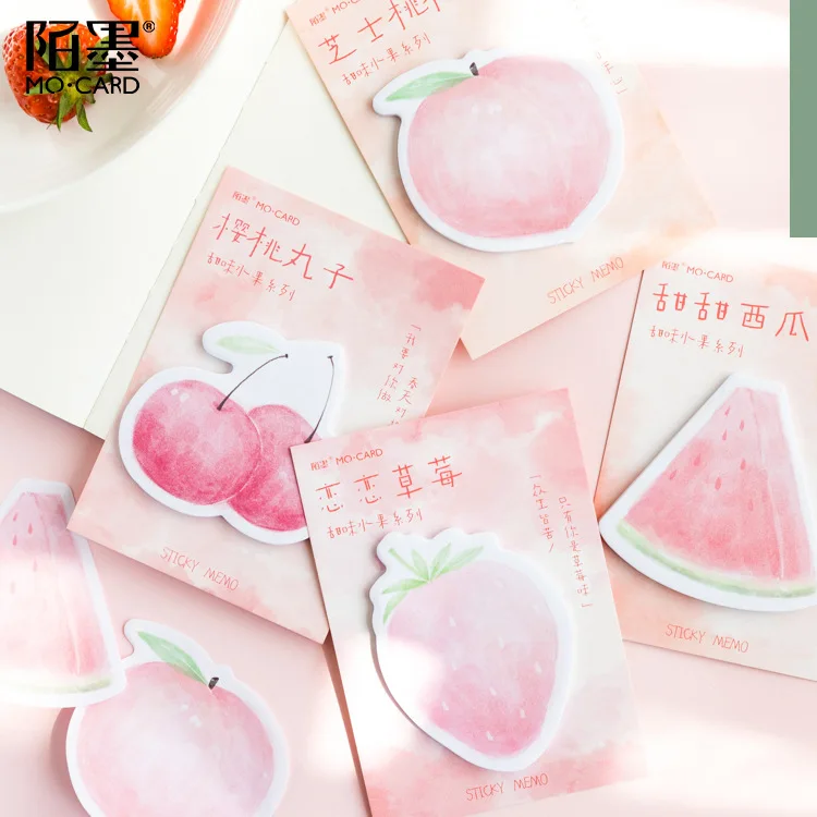 Strawberry Peach Fruits Plan Sticky Notes Memo Pad Kawaii Stationery School Supplies Planner Label Paper Bullet Stickers BQ027 | Канцтовары