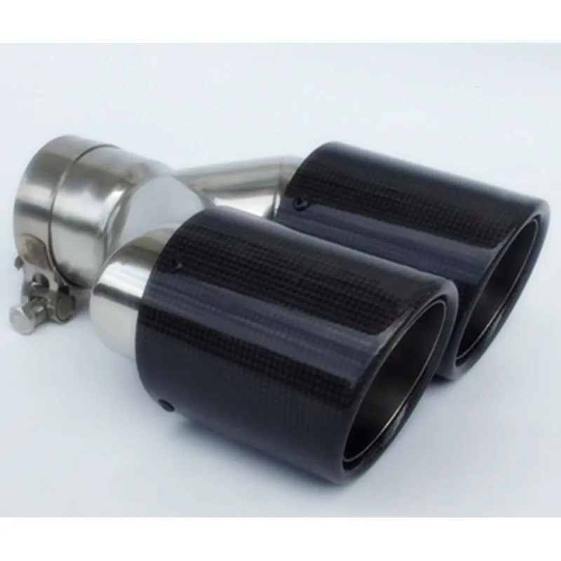 1 шт. Универсальный двойной наконечник для выхлопной трубы из глянцевого