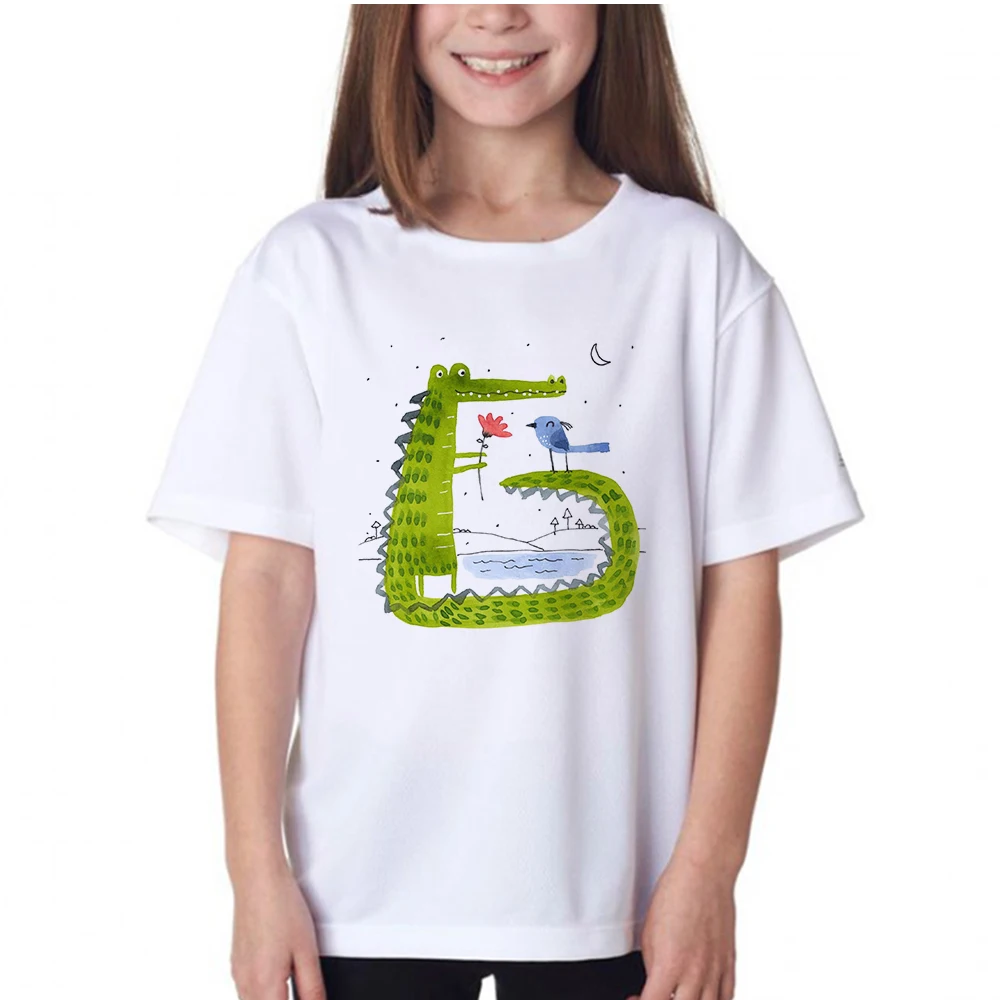 Camiseta de cocodrilo para ni&ntilde;os, Ropa est&eacute;tica Kawaii Harajuku, Ropa de dibujos animados para ni&ntilde;os, camiseta para ni&ntilde;as peque&ntilde;as, env&iacute;o gratis-4