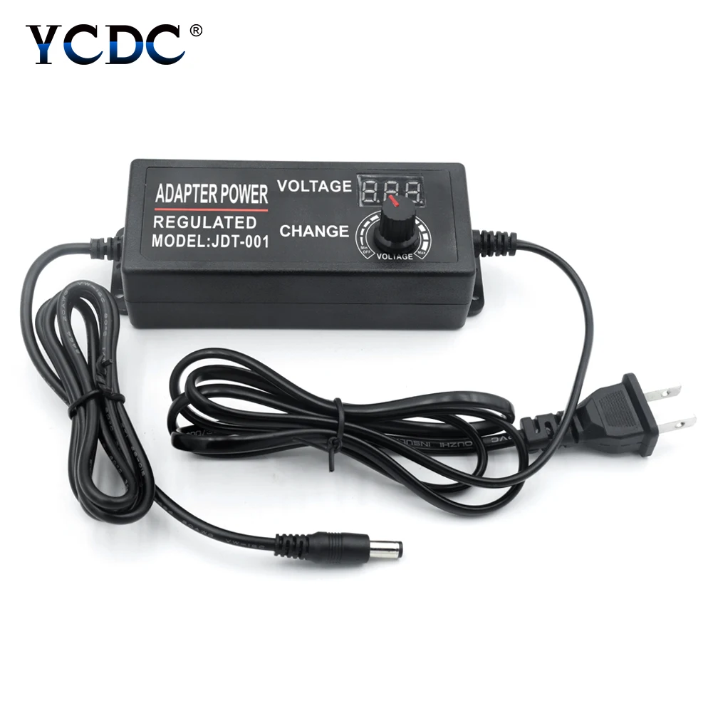 

Универсальный Регулируемый светодиодный адаптер питания с дисплеем, постоянный ток 3-12 В/3-24 В/4-24 В/9-24 В, вилка стандарта США, ЕС