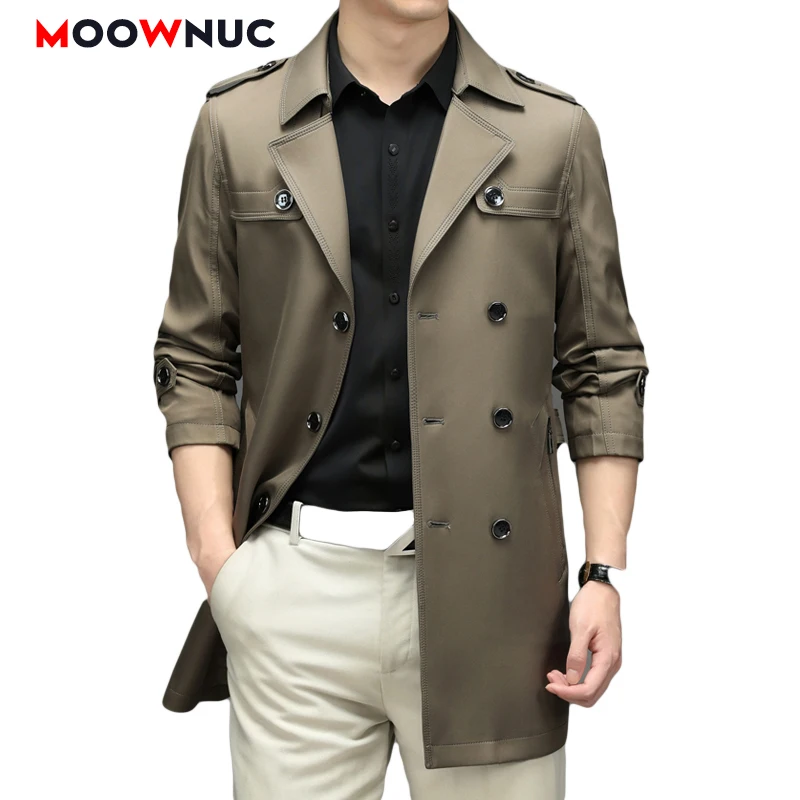 

Male Coat Overcoat Men's Windbreaker Jackets Autumn Trench High-Quality Fit Windproof Hombre Smart Casual Coveral Brand MOOWNUC