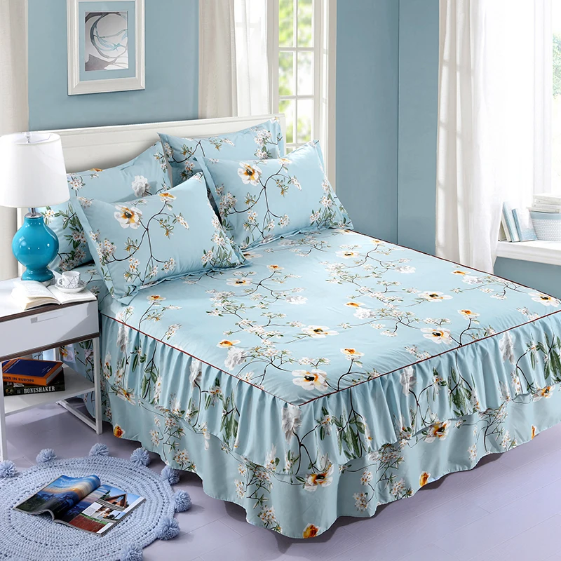 Романтическая Двухслойная юбка для кровати утолщенное шлифованное покрывало из