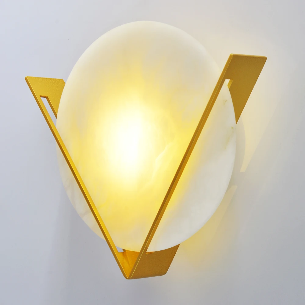 

Zerouno Stone Wall Lamps V-Shade Marble Wall Light Fixture for New Year Christmas Home Room Decoration Unique Pattern Led Lights