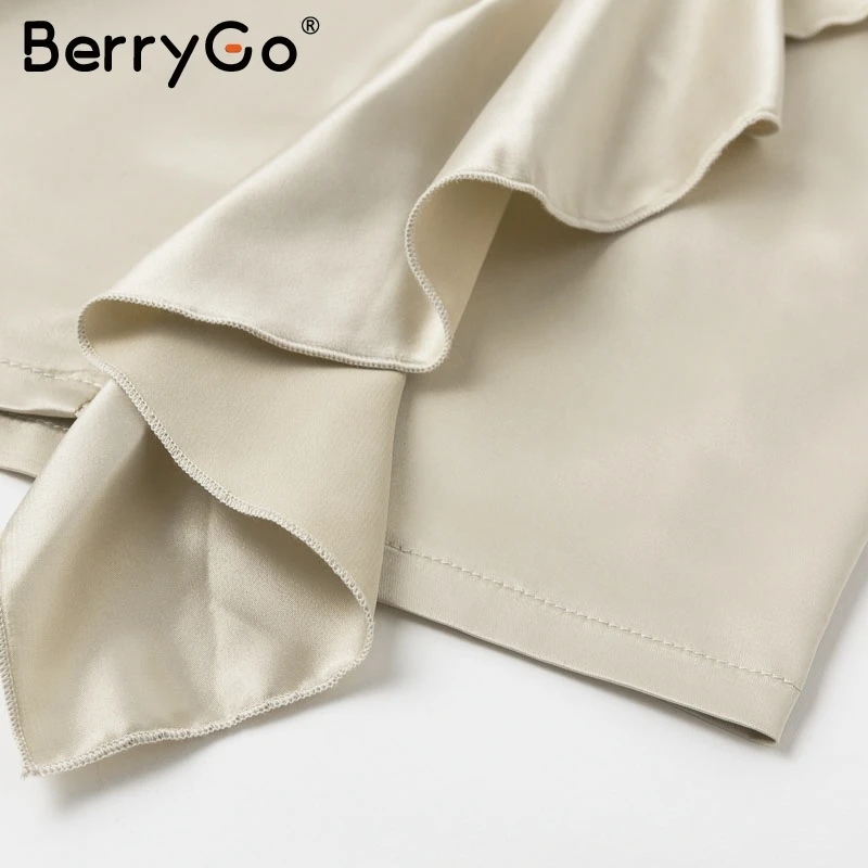 BerryGo элегантное сатиновое зимнее платье с v-образным вырезом женское вечернее