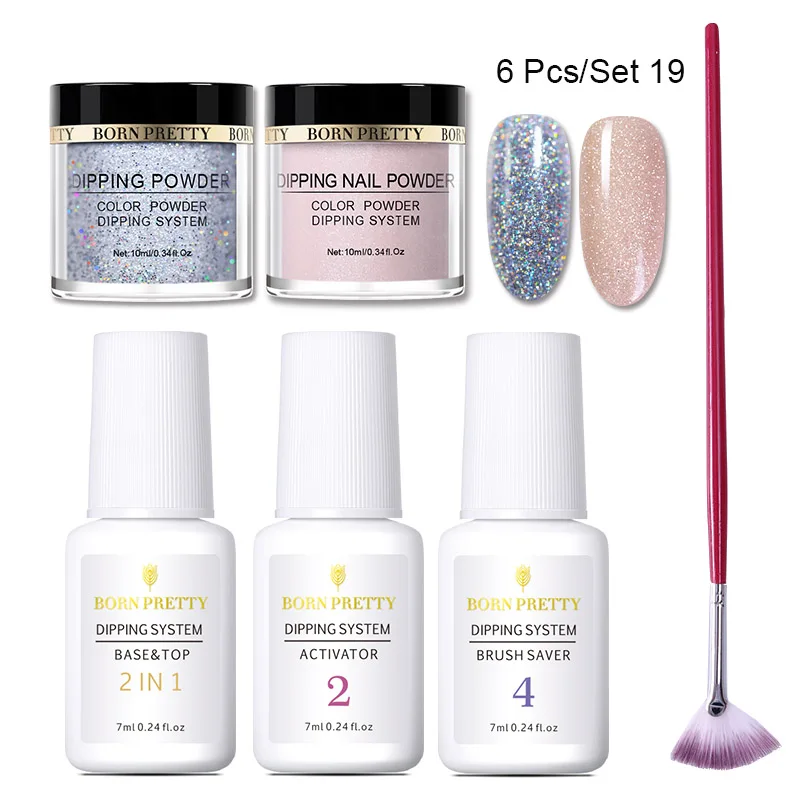 6PCS Set 19 BORN PRETTY База гель Топ натуральный сухой активатор защита Кистей Для Dip ногтей порошок системы Маникюр Dip ногтей силы набор - Цвет: 6PCS Set 19