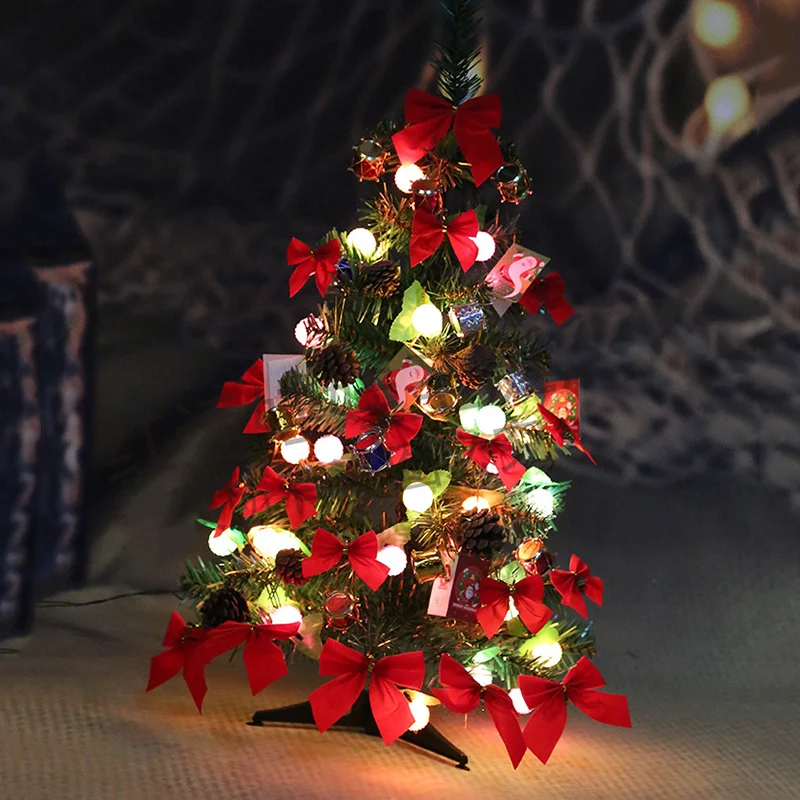 

Настольная Рождественская елка мини набор рождественской сосны со светодиодной гирляндой украшения для дома праздничное украшение для по...