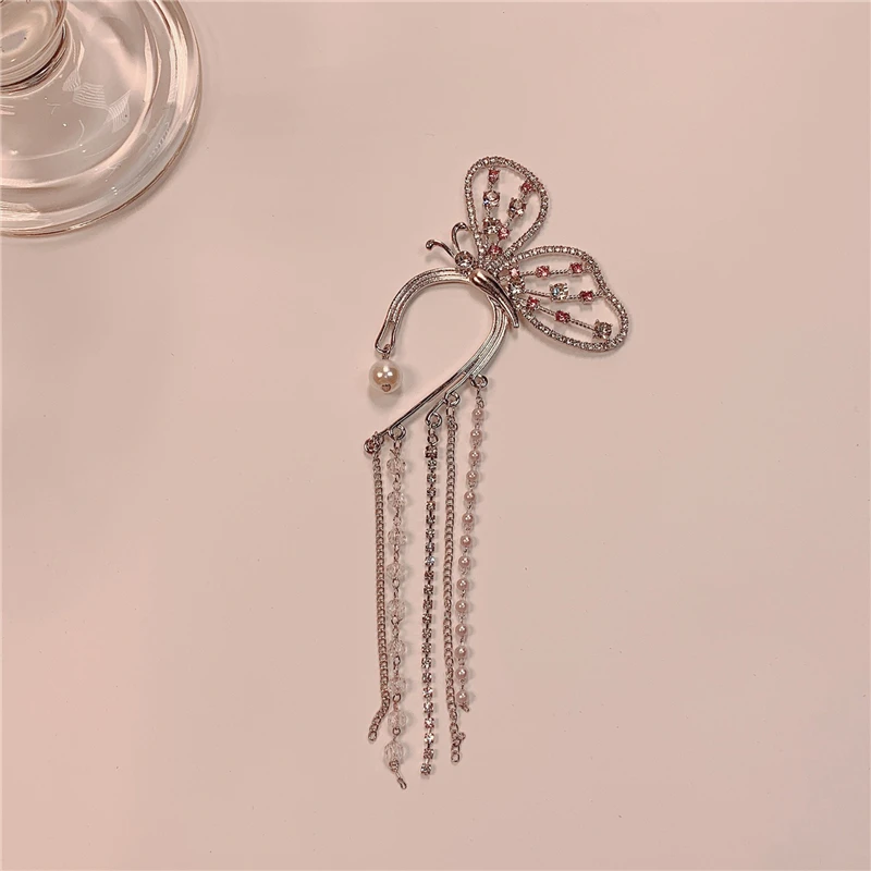 Модные серьги-клипсы с кристаллами в виде еврея жемчужные бусины-бабочки длинные