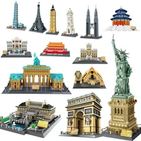 worlds famous architecture urban street view louvre pyramid classic city brick building blocks construction bricks kid toy gift