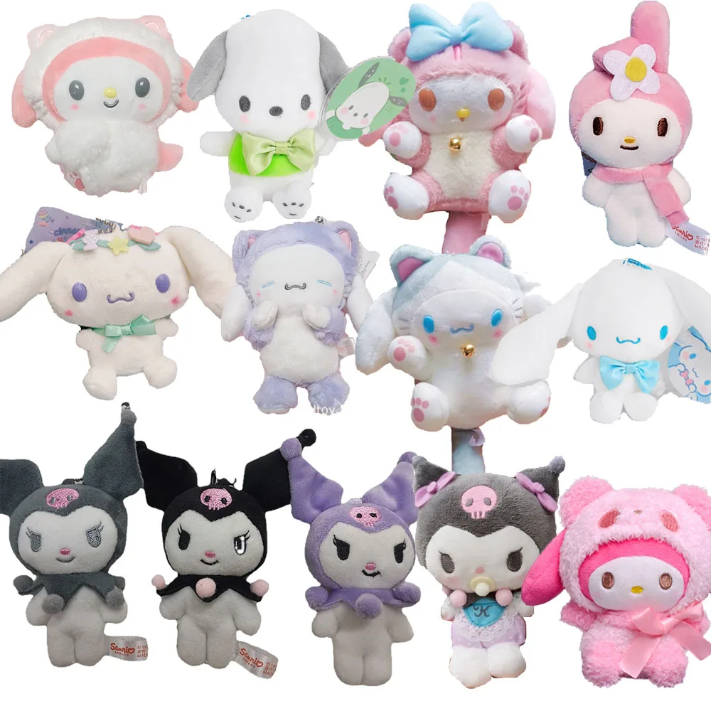 

Japanese Kawaii Cartoon Kuromi Kittys Mymelody Cinnamorol Pochacco Onpompurin Plush Doll toy Pendant Kids Holiday Gifts