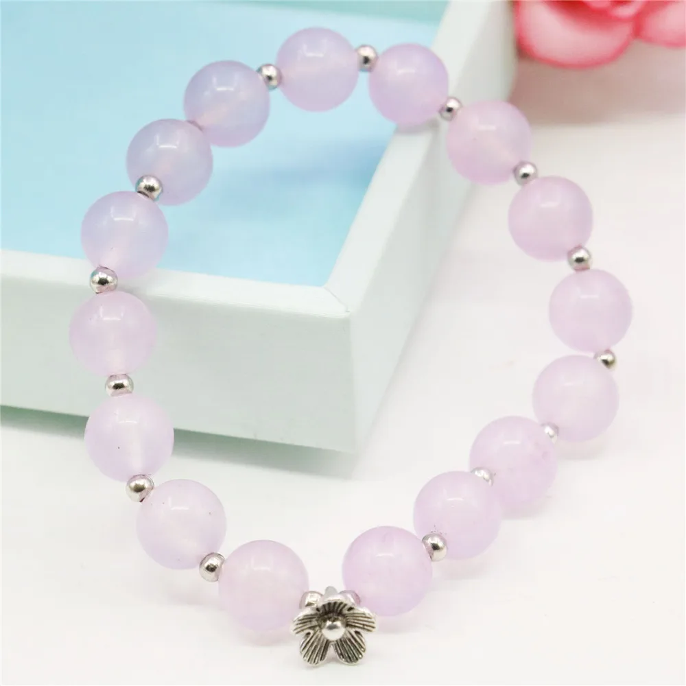 10 мм с цветочным принтом и круглым аметистами браслеты из натурального камня