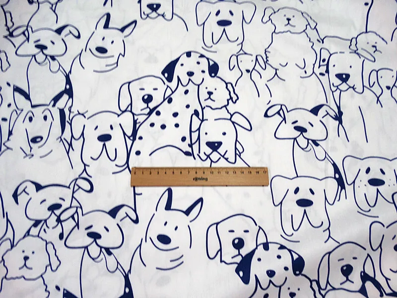 Без флуоресцентного агента синий и белый цвет 100% хлопок принт собаки ткань