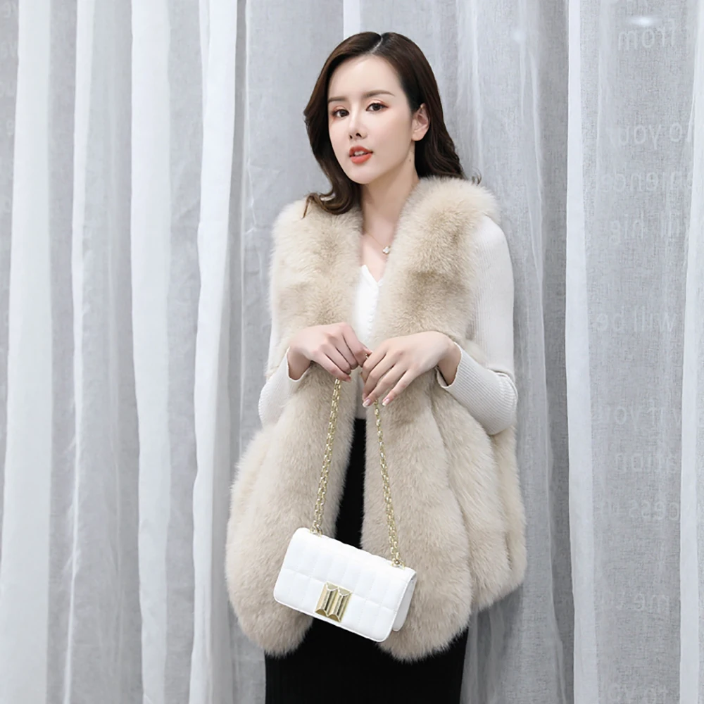 

New Winter Real Fox Fur Gilets Women's Fashion Style Natural Fur Vests Luxury Waistcoat Fur Jackets S7882