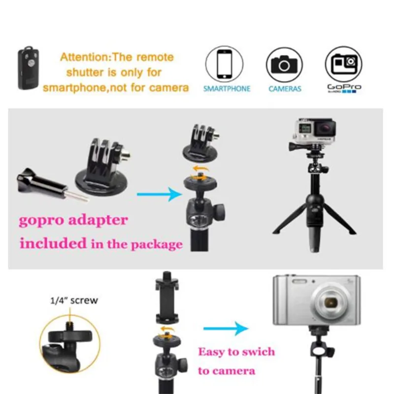 Беспроводная мини селфи палка 3 в 1 с Bluetooth штатив монопод для iPhone Xs MAx X Andriod IOS Gopro Hero