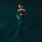 Шикарная Русалка платья для беременных женщин 2021 с тюлевыми оборками пушистые Сексуальные вечерние длинные платья-русалки для выпускного вечера фотосъемки на заказ