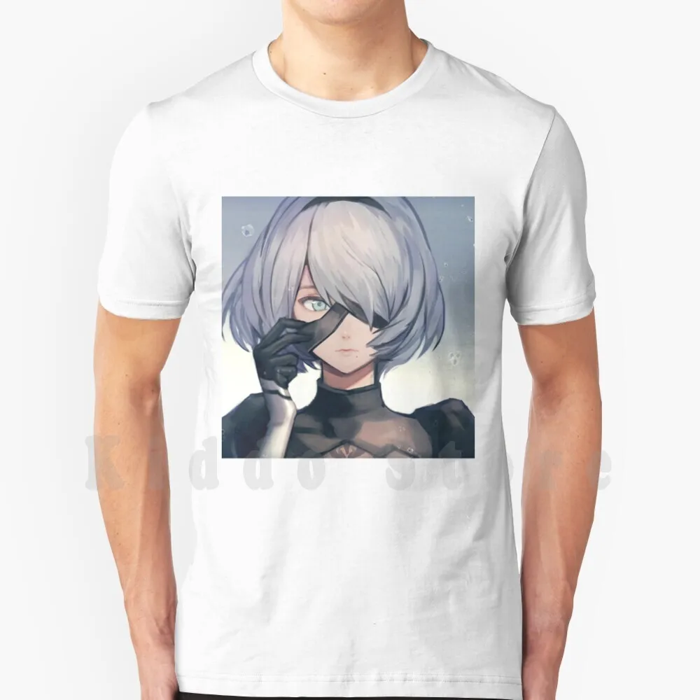 Nier Automata-2B T Shirt Cotton Men Diy Print Cool Tee Nier Automata 2B Thigh Highs Stockings Legs Thighs Big Tits Oppai Boobs