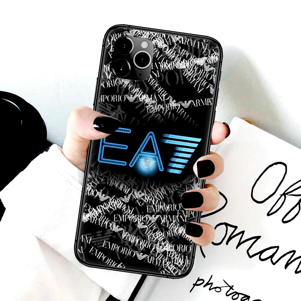 

Luxury Fashion EA7 Brand Phone Case For Iphone 4 4s 5 5S SE 5C 6 6S 7 8 Plus X XS XR 11 12 Mini Pro Max 2020 black Hoesjes Tpu