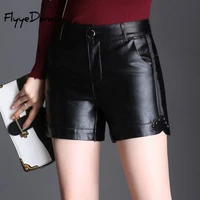 2021 new autumn spring womens leather shorts women black high waist korean style plus size pu female shorts for women 5xl