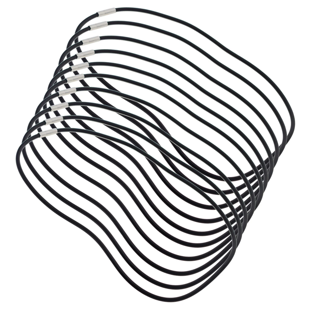 10 шт 3 мм черный резиновый шнур веревка ожерелье цепь с медной застежкой