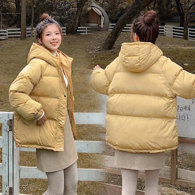 

Korean Trend Fashion Zipper Hooded Outerwear New Chic Solid Thick Cotton Young Girl Womens Jacket 2020 Winter Top Plus