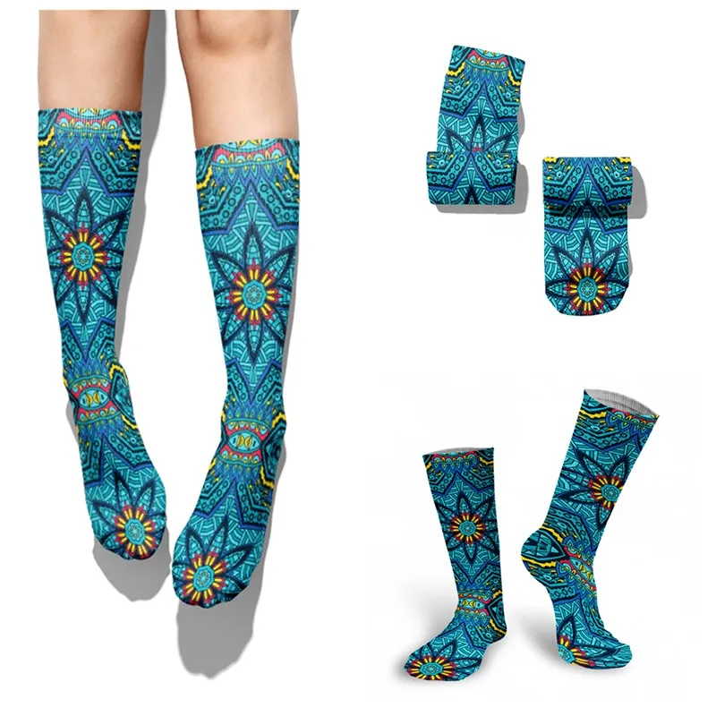 

New Creative Abstract 3D Mandala Socks Funny Kawaii Woman Cotton Socks Unisex Novelty Cartoon Compression Socks For Gifts Socke