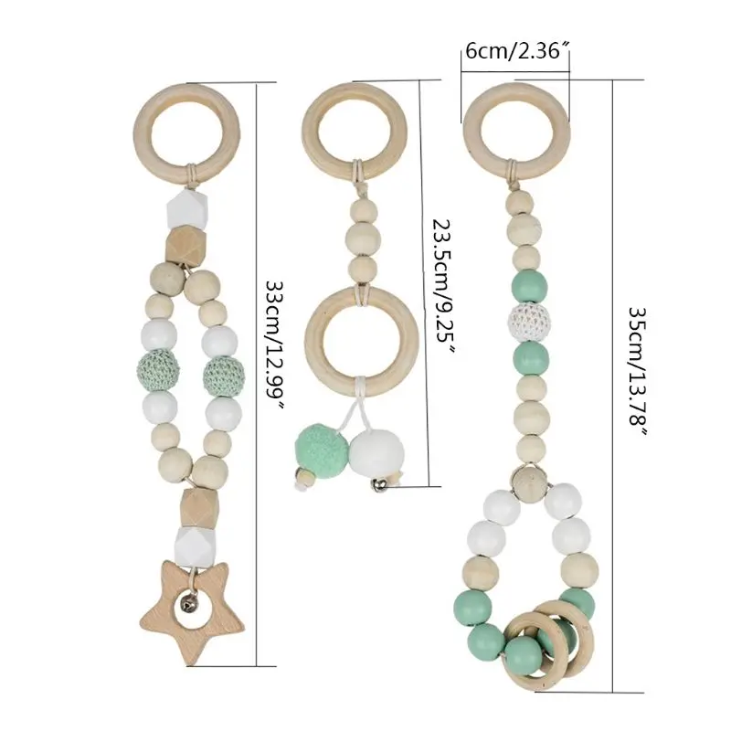 

3 Pcs/set Baby Teether Wooden Chew Chain Newborn Bracelet Wood Rattle Toy