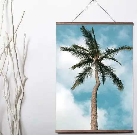 

Пейзаж с голубым небом пальмовыми листьями, скандинавский мотивационный художественный холст, печатный плакат, декоративная картина с под...