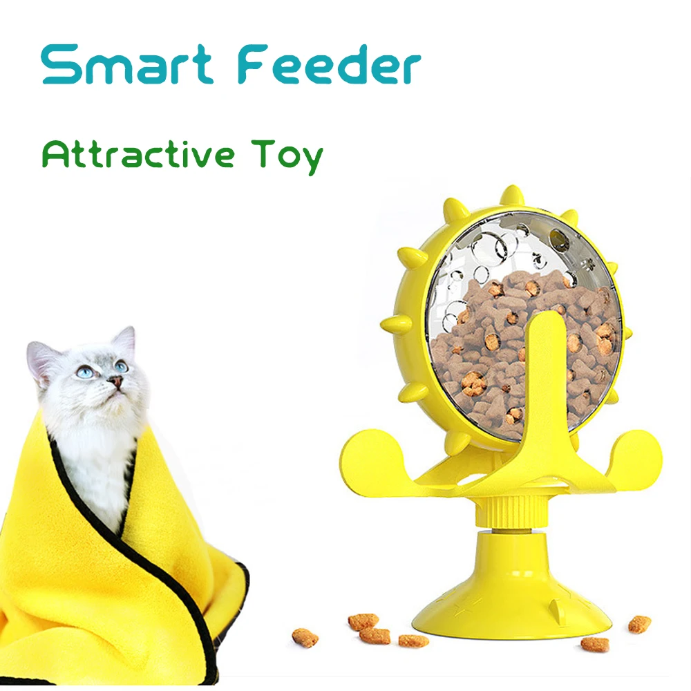 

Windmill Cat and Dog Feeder Cat Supplies Kitten Food Dropping Ball 360 Rotating Puppy Interactive Automatic Leakage Tease Feeder