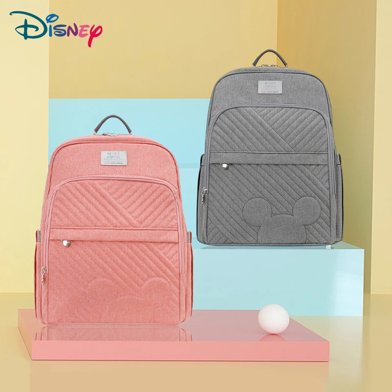 Disney Fashion Stroller Bag High Capacity Travel Baby Diaper Backpack Mommy Diaper Organizer Complimentary USB Heater 1Free Hook