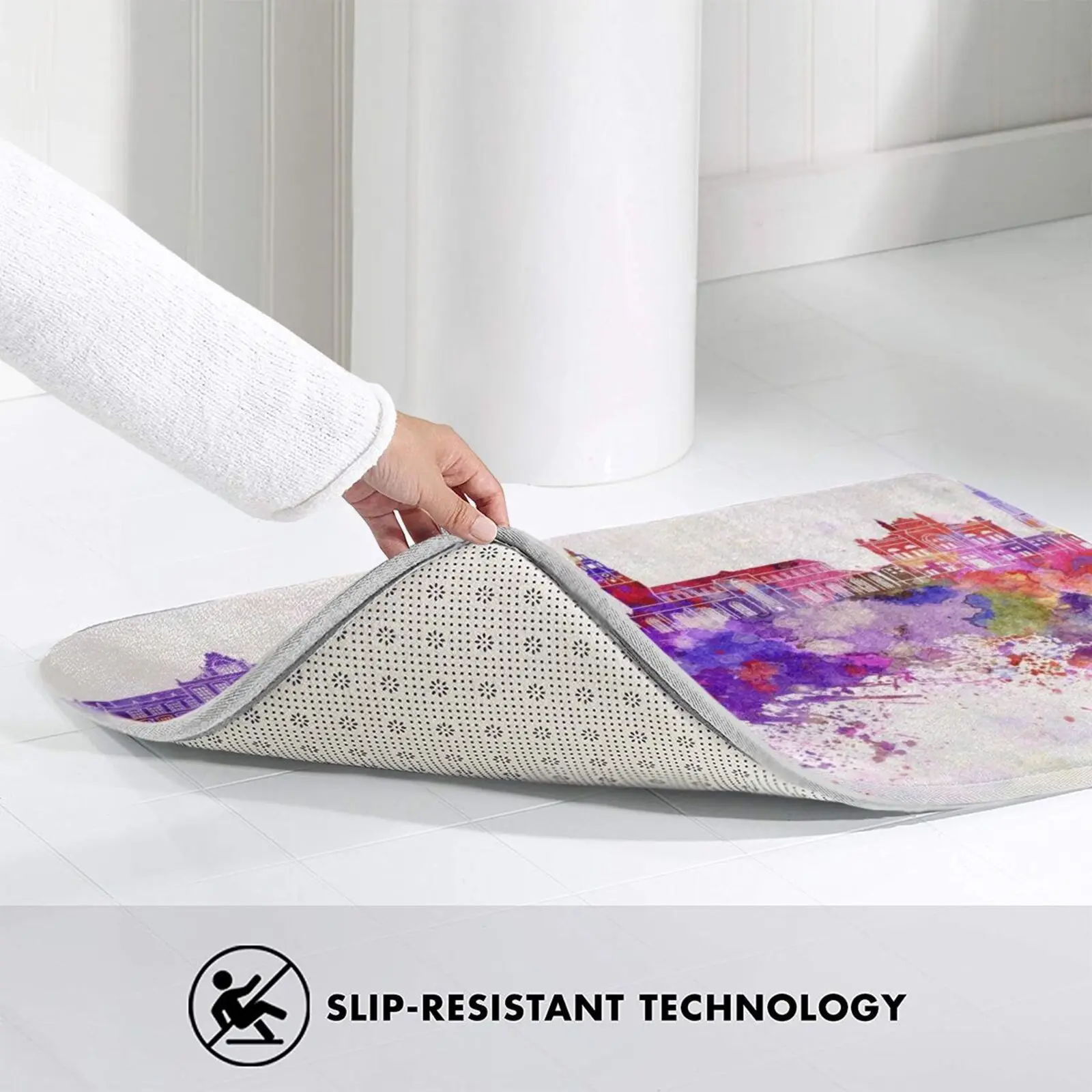 

Groningen Skyline In Watercolor Background Carpet Mat Rug Cushion Soft Non - Slip Groningen Groningen Skyline Abstract Art