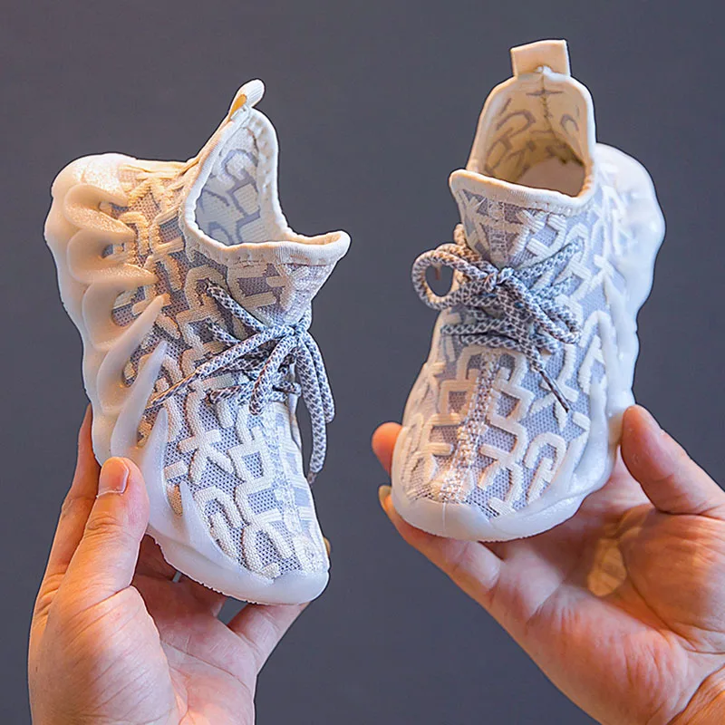 

Детские кроссовки для девочек и мальчиков, Модные дышащие, с мягкой подошвой, светильник кеды