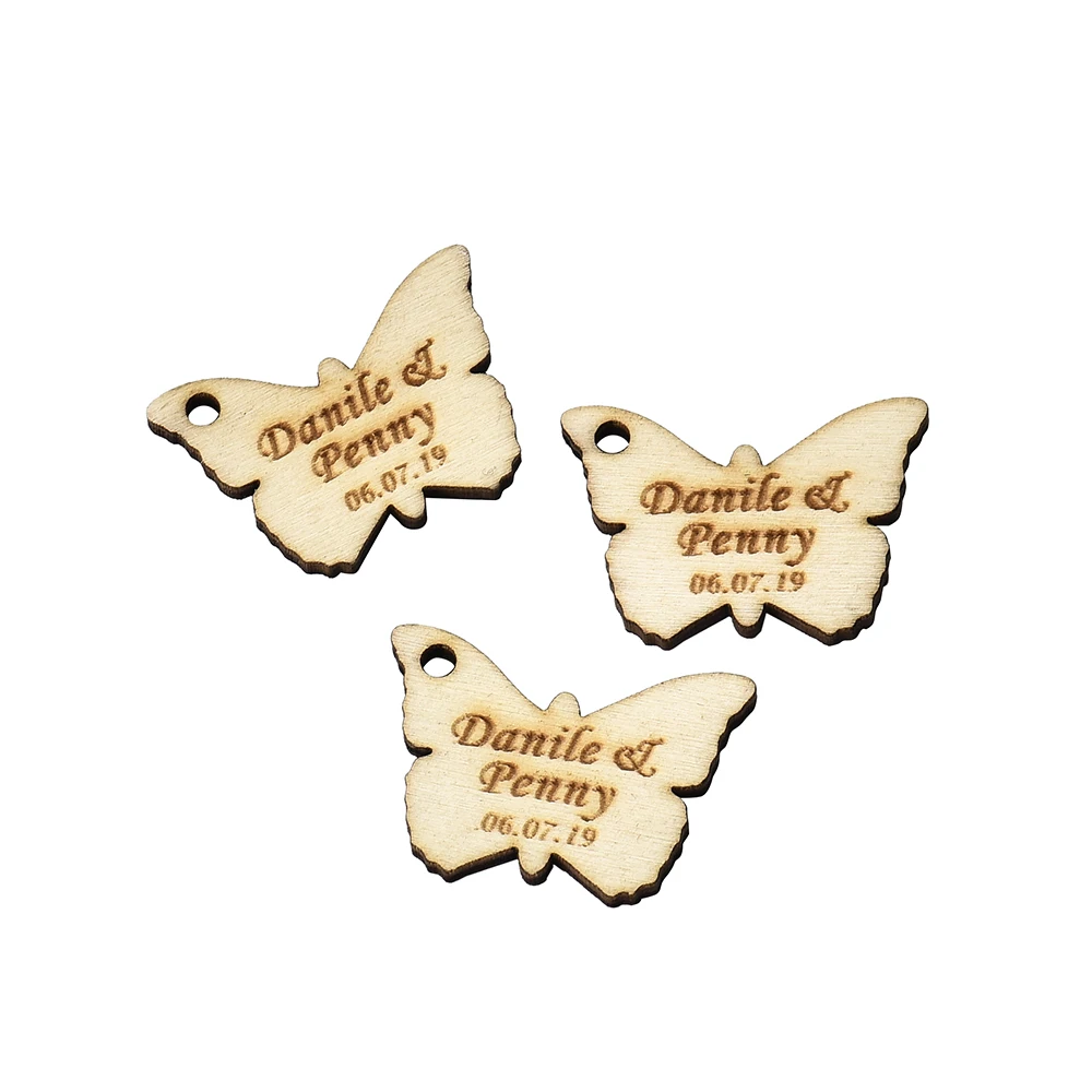 

YANGSION 50Pcs Wooden Personalized Engraved Butterfly Table Centerpieces Decor Wood Baby Shower Baptism Wedding Gifts Favors