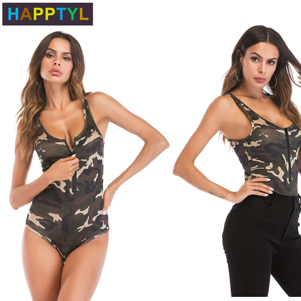 HAPPTYL 1 шт. женский купальник с камуфляжным принтом Цельный бикини облегающие