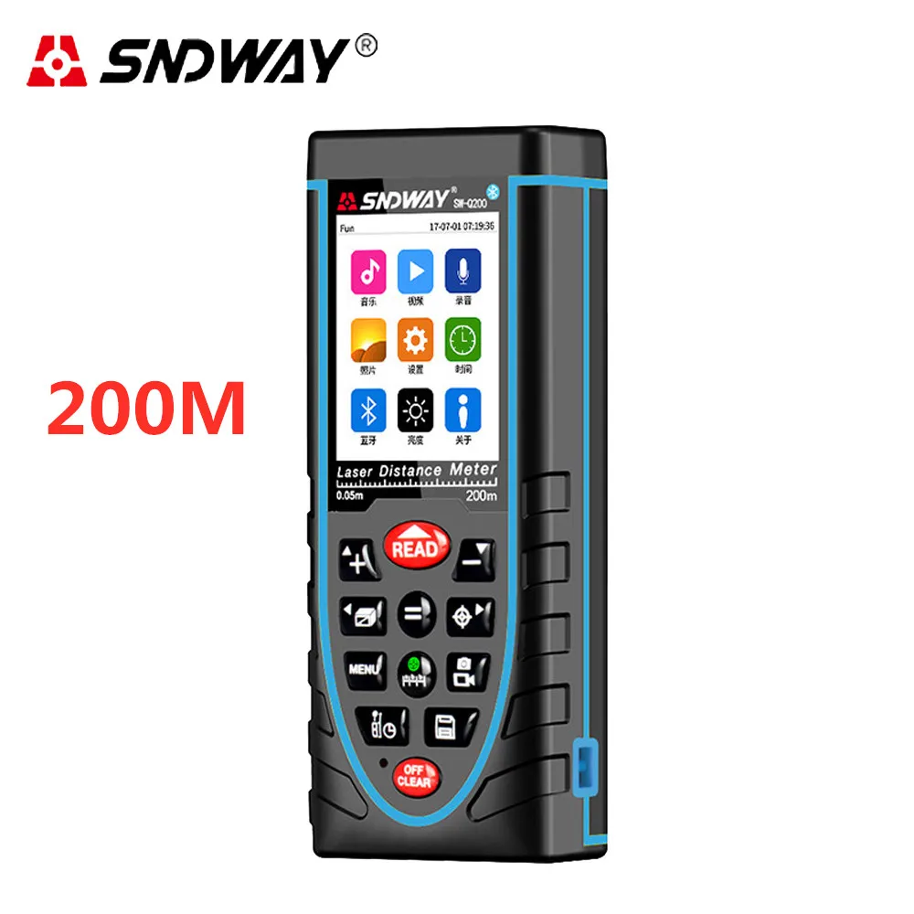 SWQ200 SNDWAY 80 м 120 м 200 м лазерный дальномер перезаряжаемый дальномер trena Лазерная Лента дальномер строение измерительное устройство линейка - Цвет: SWQ200