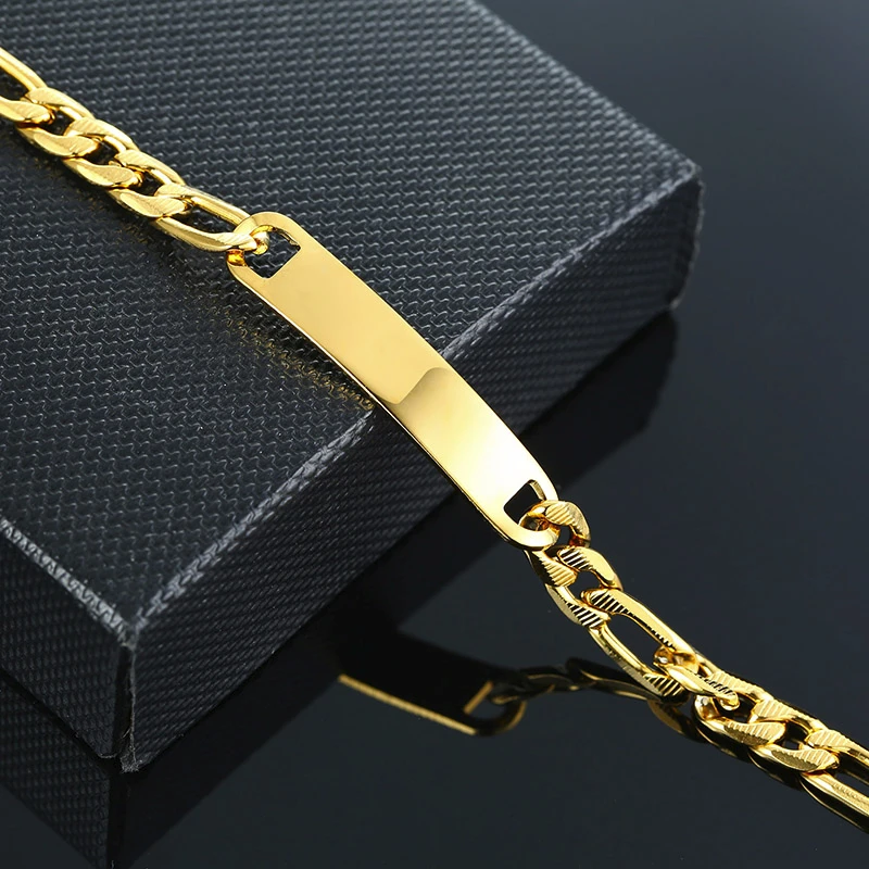 Парные ювелирные изделия Фигаро ссылка ID браслет Персонализация гравируемые