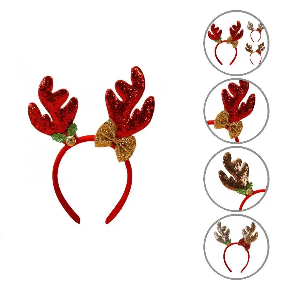 

Head Hoop Elastic Anlter Bell Decor Shiny Head Hoop Christmas Headband Exquisite