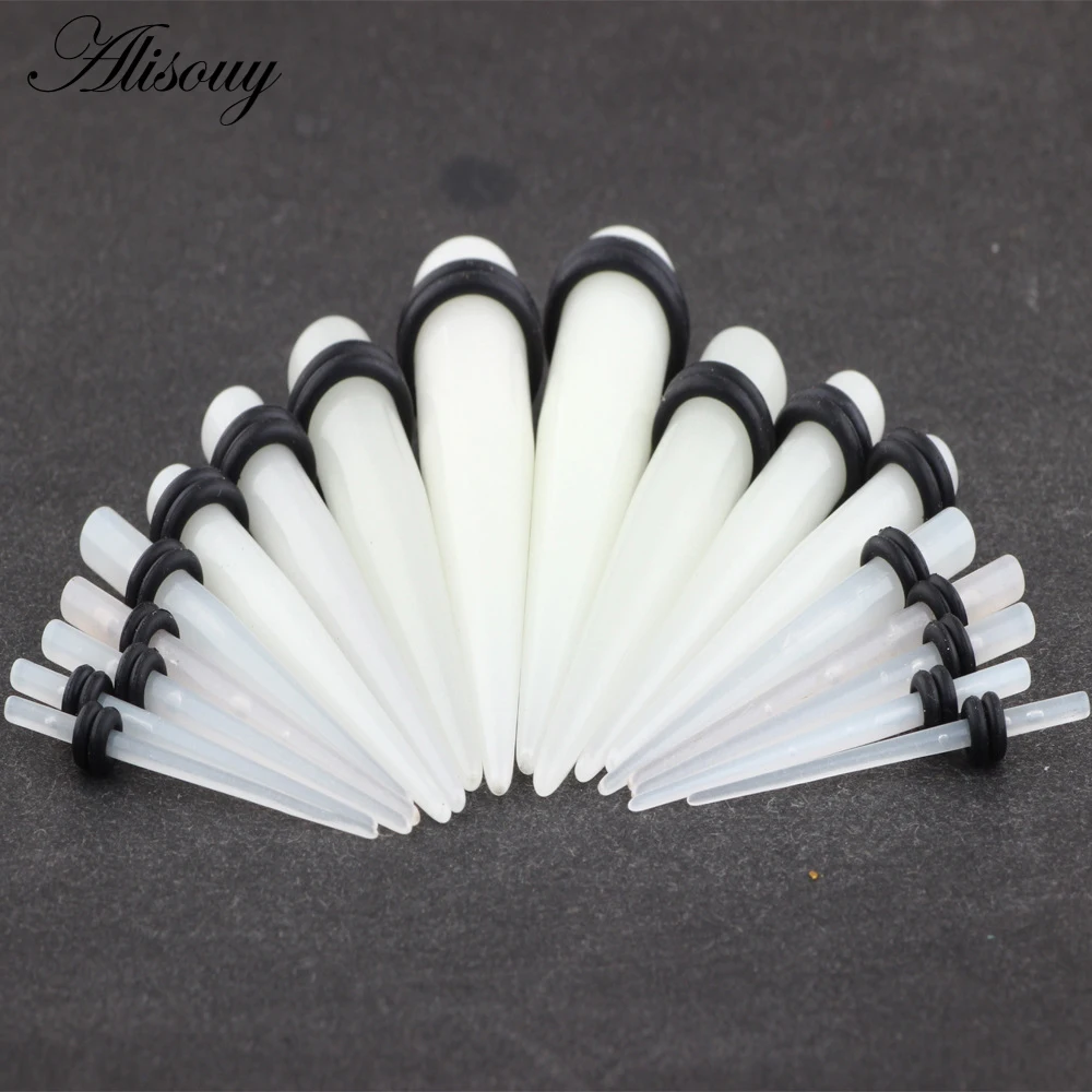 2 шт. 1 6-30 мм УФ-акриловые черные и белые ушные растяжки пирсинг для уха конические