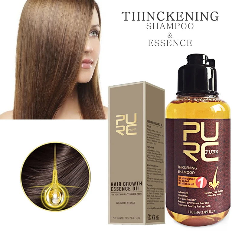 

PURC Hair Growth Essential Oil Shampoo for Anti Hair Loss Treatment Strengthen Hair Roots Regrowth Fast Growth Hair Products