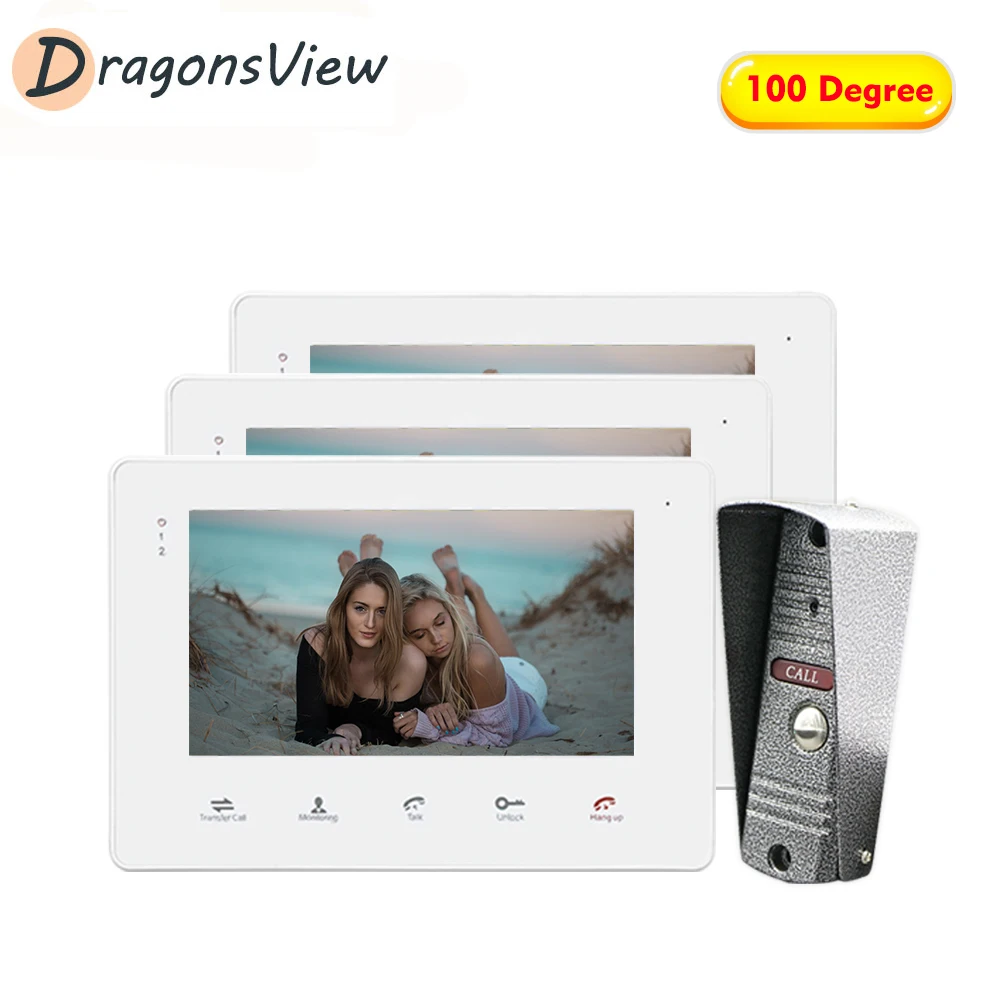 Телефон звонок Dragonsview с 7 дюймовым сенсорным экраном и камерой 1200TVL|Видеодомофон| |