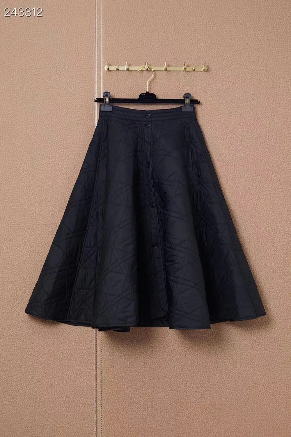 

2021 New Runway Designer Autumn Midi Skirt Women's Elegant Solid Plaid Vintage Black Skirt Female
