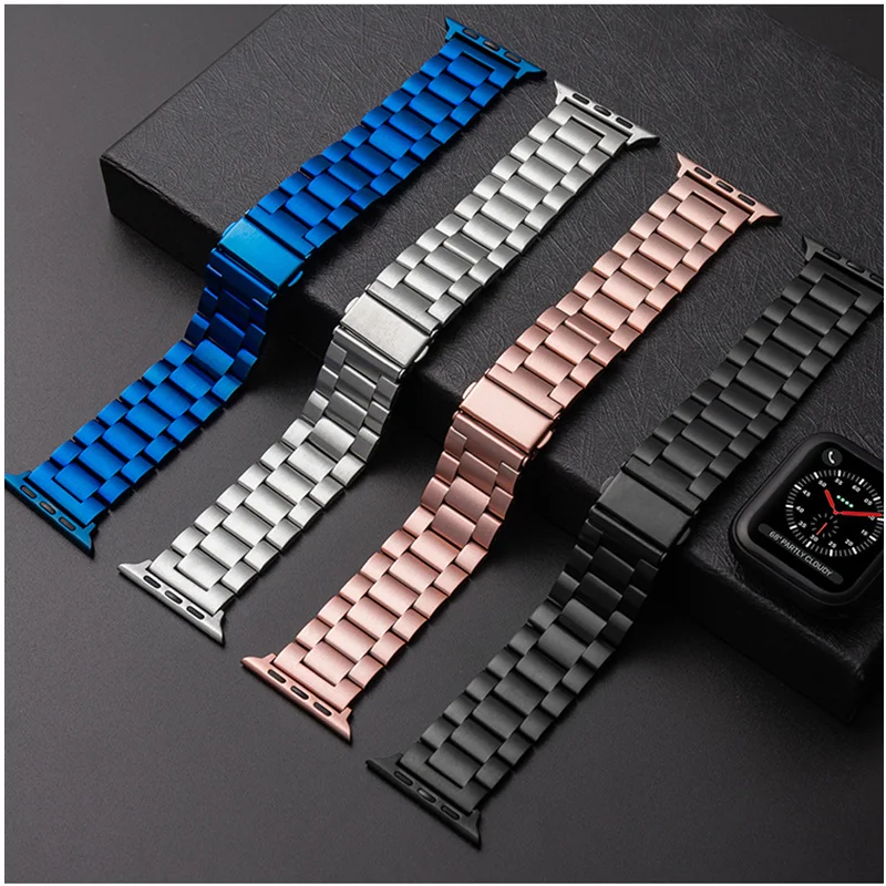 Strap for Apple watch band 44mm 40mm 38mm 42mm 45mm 41mm Stainless Steel bracelet watchband iWatch Series 7 6 SE 5 3 accessories