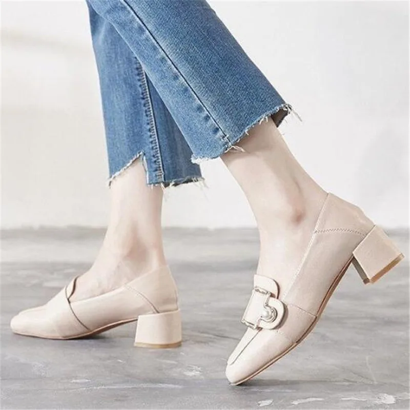 

Thick high-heeled shoes womens leather shoes fashion footwear women's shoes casual fashion single platform shoes women loafers